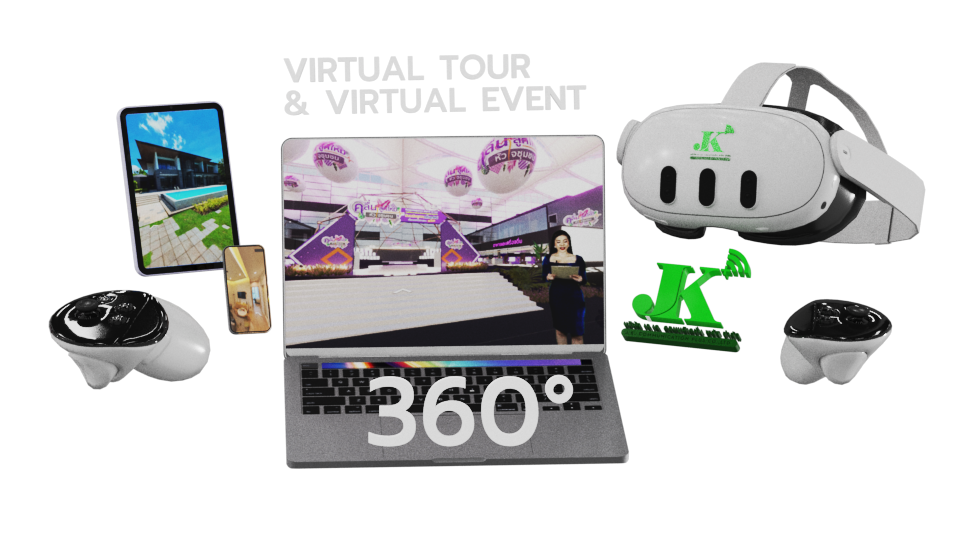 บริการออกแบบและพัฒนาระบบ บริการถ่ายทำและพัฒนาระบบ Virtual Event & Virtual Tour 360° ถ่ายทำสื่อภาพนิ่ง ภาพเคลื่อนไหว หรือ สร้างโมเดล 3 มิติ รวมทั้งพัฒนา Virtual Tour และ Virtual Event แบบ 360 องศา พร้อมรองรับการแสดงผลทุก Platform เว็บไซต์ คอมพิวเตอร์ มือถือ และ แว่น VR ช่วยให้คุณขายโครงการ และนำเสนอโครงการ บนออนไลน์แบบ 24 ชั่วโมง ถ่ายทำสื่อภาพนิ่ง ภาพเคลื่อนไหว ความละเอียดสูงแบบ 360 องศา สร้างโมเดล 3 มิติ บ้าน คอนโด หรือ จำลองงานอีเวนต์ ในรูปแบบ 3 มิติ เรนเดอร์แบบ 360 องศา ความละเอียดสูง พัฒนาระบบ Virtual Tour 360 องศา นำเสนอโครงการอสังหาริมทรัพย์ ขายบ้านและคอนโด โดยผู้ซื้อรับชมเสมือนไปยืน ณ ที่ขาย ได้ตลอด 24 ชั่วโมง สร้างความน่าสนใจกับสินทรัพย์ที่ขายได้ยิ่งขึ้น นำเสนอโชว์รูมแสดงสินค้า พิพิธภัณฑ์ โรงงาน หน่วยงาน และสถานที่ ในรูปแบบ Virtual Tour 360 องศา ถ่ายทำที่พักโรงแกรม และนำเสนอในรูปแบบ Virtual Tour 360 องศา สร้าง Virtual Event 3D เสมือนจริง รับชมงานบนออนไลน์ได้ตลอด 24 ชั่วโมง ในรูปแบบ Virtual Event 3D องศา